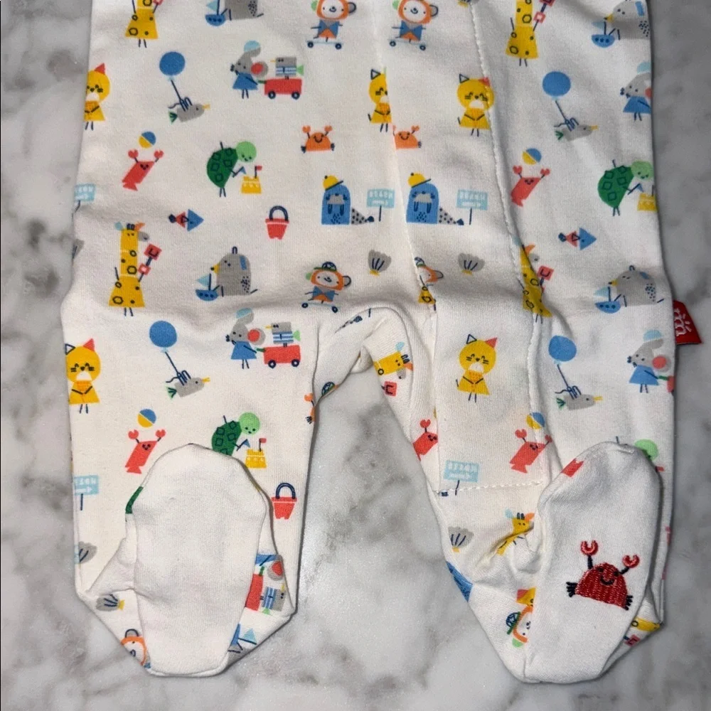 NWT Magnetic Me White Multicolor Organic Cotton Footie Preemie
